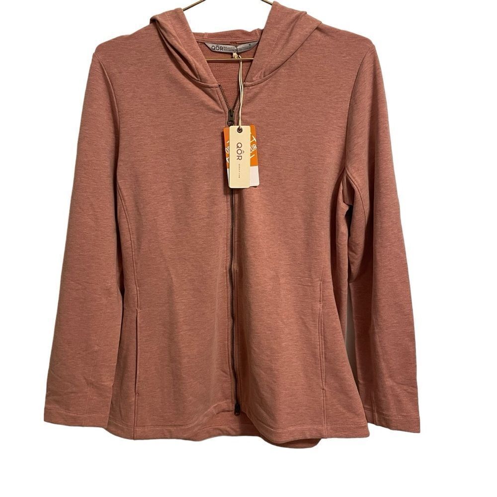 QOR Polygiene Odor Control Zip Up Hoodie Rose Size XL NWT